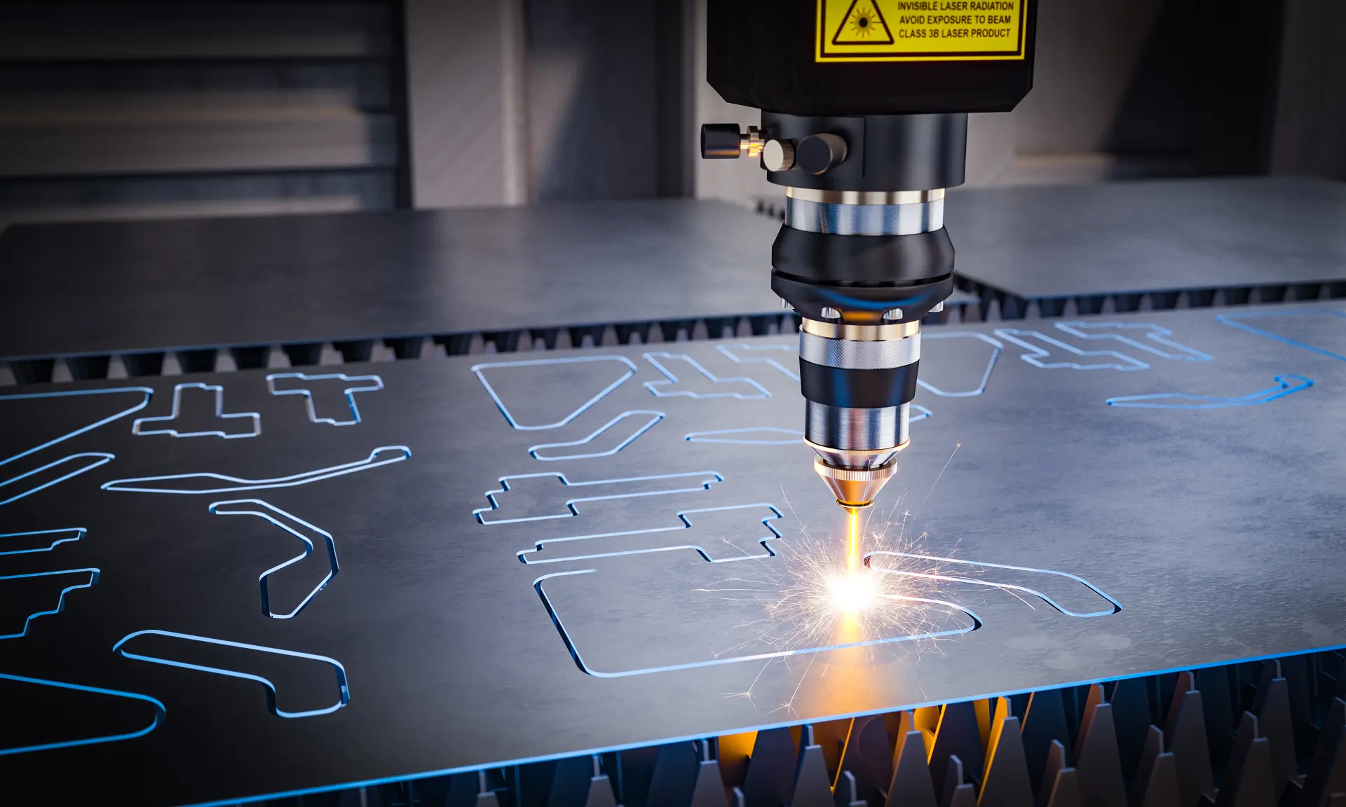 a laser cutting machine with sparks