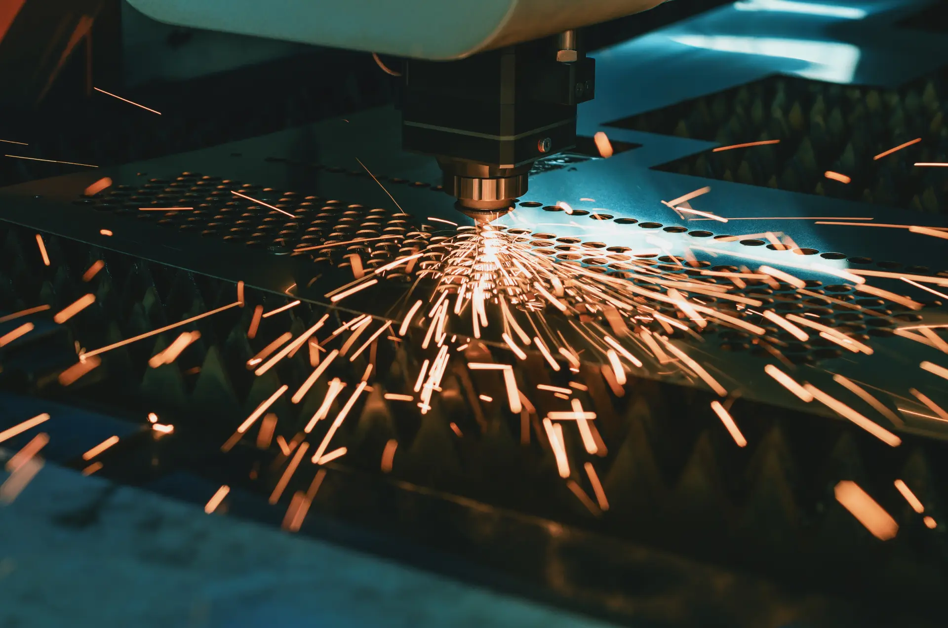 a laser cutting machine with sparks